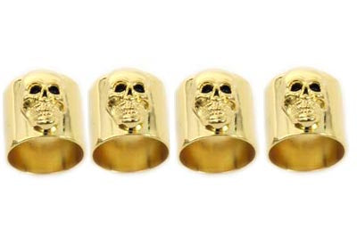 Skull Pushrod Cover Cup Set Gold - V-Twin Mfg.