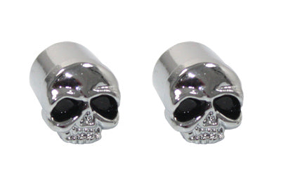 Skull Valve Stem Cover Chrome - V-Twin Mfg.