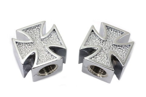 Chrome Maltese Cross Valve Set Cover Set - V-Twin Mfg.