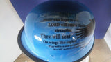 World War 2 helmet with bald eagle and verses