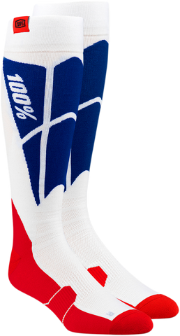 100% Hi-Side Performance Socks - White/Blue - Small/Medium 24008-022-17