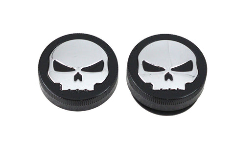 Black Skull Style Vented and Non-Vented Gas Cap Set - V-Twin Mfg.