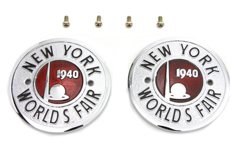 1940 World's Fair Round Tank Emblem Set - V-Twin Mfg.