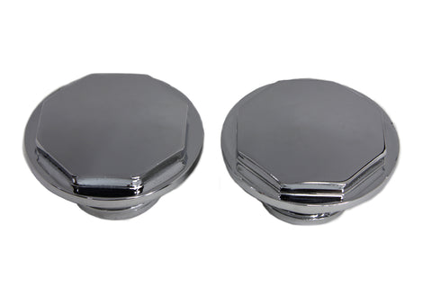 Chrome Button Head Hexagon Vented and Non-Vented Gas Cap Set - V-Twin Mfg.
