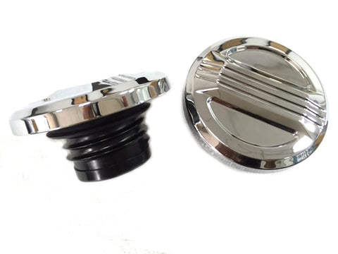 Air Flow Gas Cap Set Chrome - V-Twin Mfg.