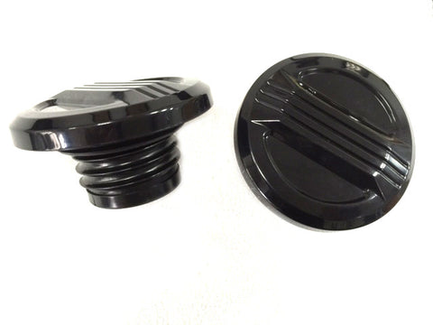 Air Flow Gas Cap Set Black - V-Twin Mfg.