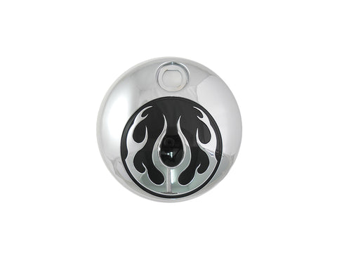 Chrome with Chrome Flames FLT Fuel Tank Console Door - V-Twin Mfg.
