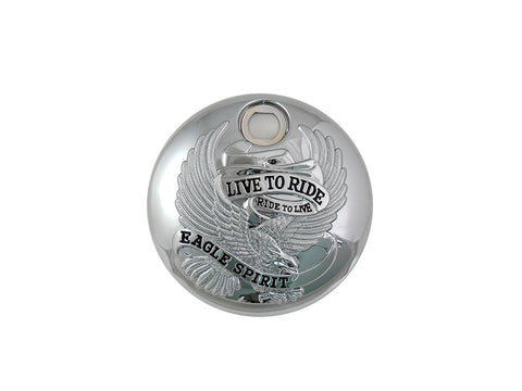 Chrome with  inchLive to Ride inch FLT Fuel Tank Console Doo - V-Twin Mfg.