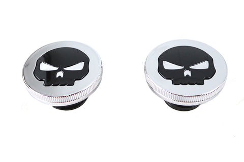 Chrome Skull Style Vented and Non-Vented Gas Cap Set - V-Twin Mfg.