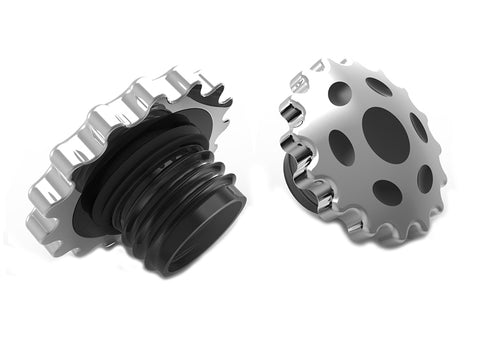 Sprocket Gas Cap Set Vented and Non-Vented Chrome - V-Twin Mfg.