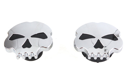 Skull Style Gas Cap Set Chrome - V-Twin Mfg.