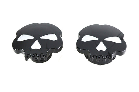 Skull Style Gas Cap Set Black - V-Twin Mfg.