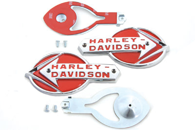 Gas Tank Emblems with Red Lettering - V-Twin Mfg.