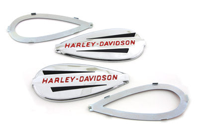 Gas Tank Emblems with Red Lettering - V-Twin Mfg.