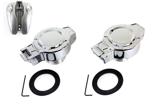 Flip Up Gas Cap Set Chrome - V-Twin Mfg.