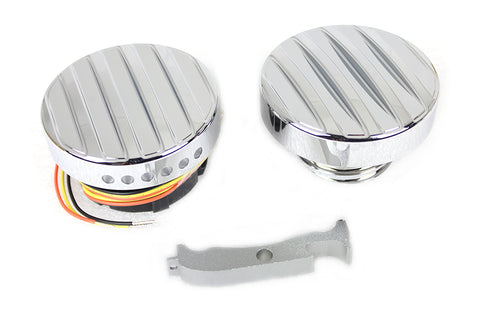 Chrome LED Ribbed Style Fuel Gauge and Filler Cap Set - V-Twin Mfg.