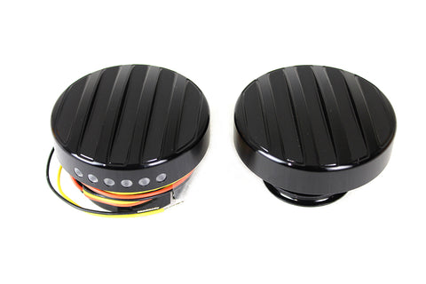 Black LED Ribbed Style Fuel Gauge and Filler Cap Set - V-Twin Mfg.