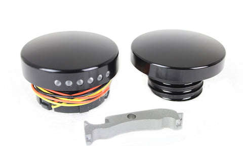 Black LED Smooth Style Fuel Gauge and Filler Cap Set - V-Twin Mfg.