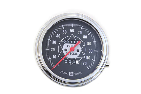 Police Speedometer With Red Needle - V-Twin Mfg.
