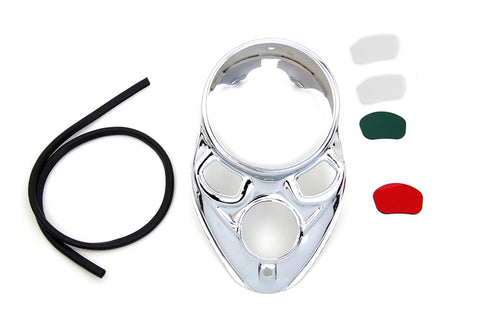 Chrome Skull Dash Panel with Red Lens - V-Twin Mfg.
