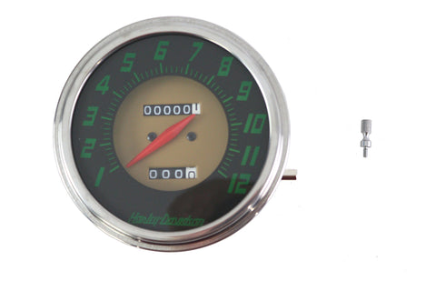 FLH 2:1 Ratio Replica Green Face Speedometer - V-Twin Mfg.
