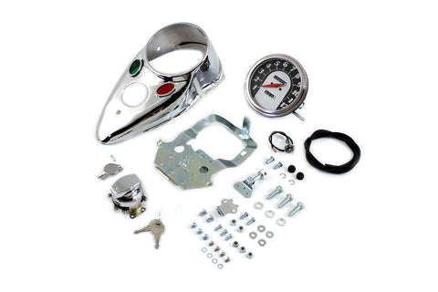 Chrome Cateye Dash Panel Kit with 1:1 Ratio Speedometer - V-Twin Mfg.