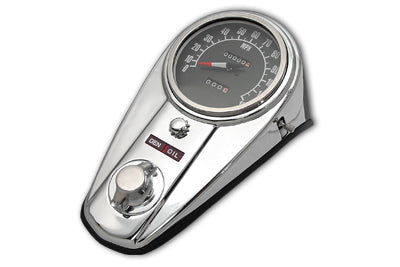 Chrome Two Light Dash Panel Kit with 2:1 Ratio Speedometer - V-Twin Mfg.