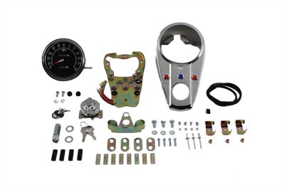 Chrome Three Light Dash Panel Kit with 2:1 Ratio Speedometer - V-Twin Mfg.