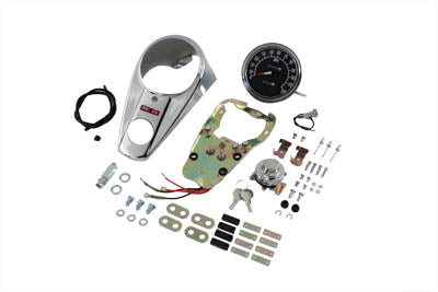 Chrome Two Light Dash Panel Kit with 2:1 Ratio Speedometer - V-Twin Mfg.