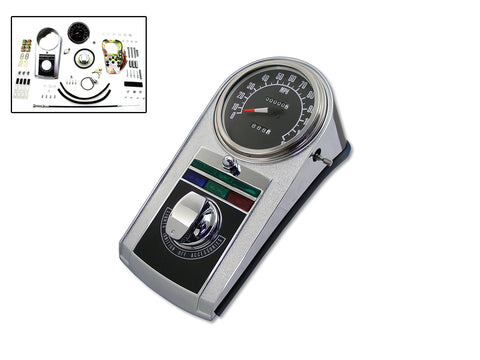 Chrome Cast Dash Panel Kit with 2:1 Ratio Speedometer - V-Twin Mfg.