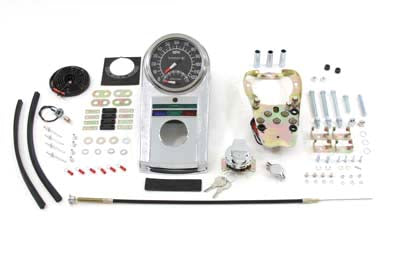 Chrome Dash Panel Kit with 2:1 Ratio Speedometer - V-Twin Mfg.