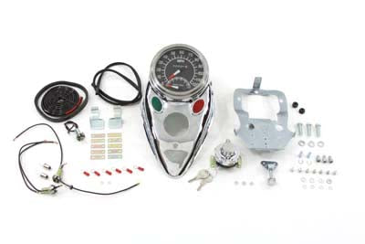 Chrome Cateye Dash Panel Kit with 1:1 Ratio Speedometer - V-Twin Mfg.