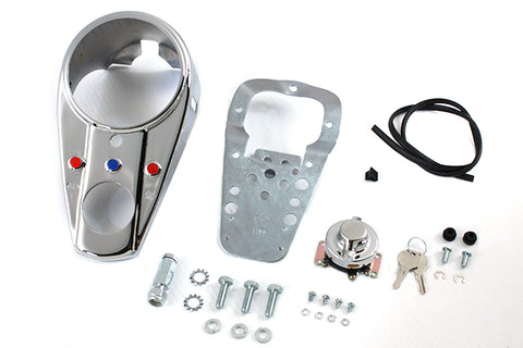 Chrome Three Light Dash Panel Kit - V-Twin Mfg.