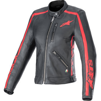 ALPINESTARS Stella Dyno Leather Jacket - Black/Haute Red - XS 3113924-1346-XS