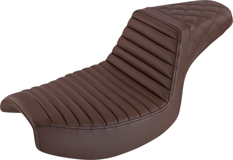 SADDLEMEN Step-Up Seat - Front Tuck-n-Roll/Rear Lattice Stitch - Brown 882-09-176BR