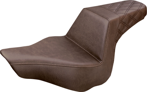 SADDLEMEN Step-Up Seat - Rear Lattice Stitch - Brown - FXSB 813-27-173BR