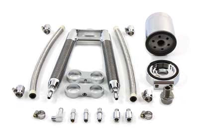 Dual Tube Vertical Style Oil Cooler Kit - V-Twin Mfg.