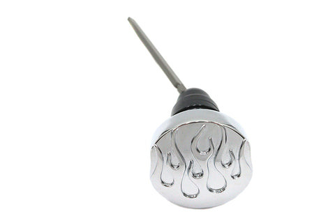 Transmission Oil Fill Plug Dipstick with Flame Design - V-Twin Mfg.