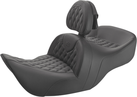 SADDLEMEN Seat - Roadsofa - With Backrest - Full Lattice Stitch - Black H01-07-182BR