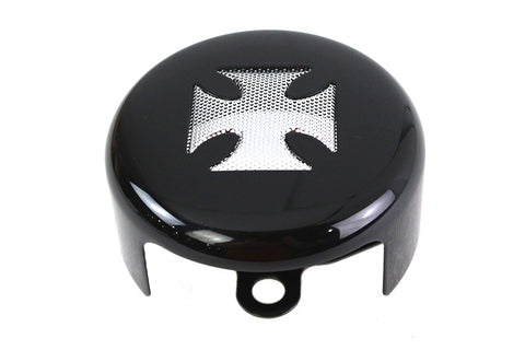 Round Horn Cover Black with Chrome Maltese - V-Twin Mfg.