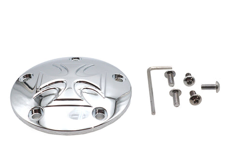 Red Baron Cross Ignition System Cover 5-Hole Chrome - V-Twin Mfg.