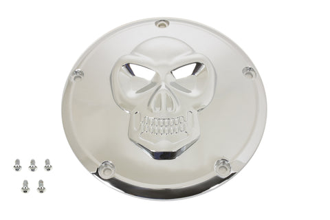 Raised Skull Derby Cover Chrome - V-Twin Mfg.
