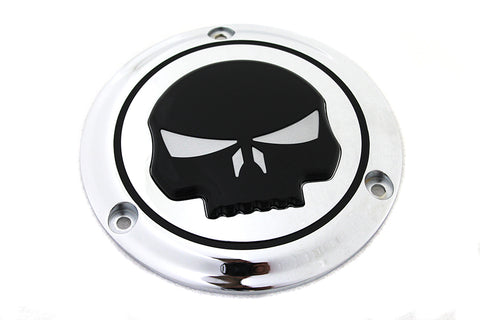 Chrome 3 Hole Skull Derby Cover - V-Twin Mfg.