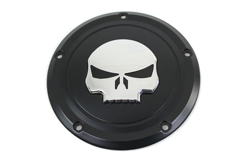 Black 5 Hole Skull Derby Cover - V-Twin Mfg.