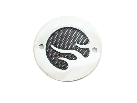Black Mesh Flame Chrome Ignition System Cover - V-Twin Mfg.