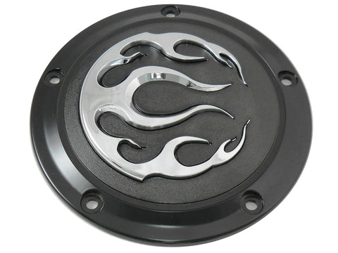 Black 5-Hole Flame Derby Cover - V-Twin Mfg.