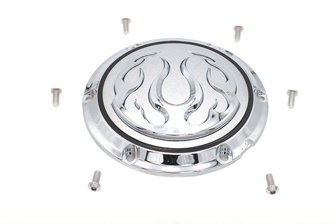 Chrome 6-Hole Flame Derby Cover - V-Twin Mfg.