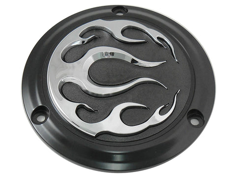 Black 3-Hole Flame Derby Cover - V-Twin Mfg.