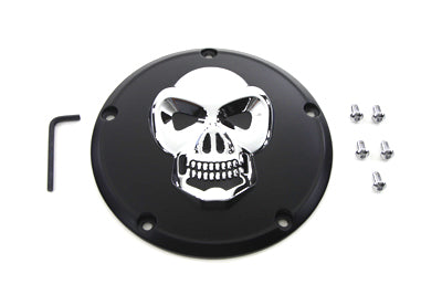 Black Derby Cover with Chrome Skull - V-Twin Mfg.