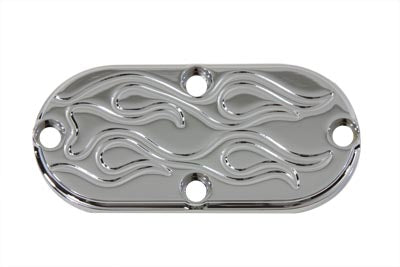 Oval Inspection Chrome Flame - V-Twin Mfg.